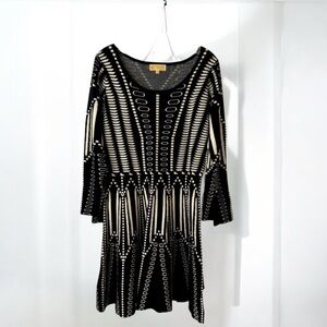 NWOT! Kataya Black and white geometric patterned long sleeve dress